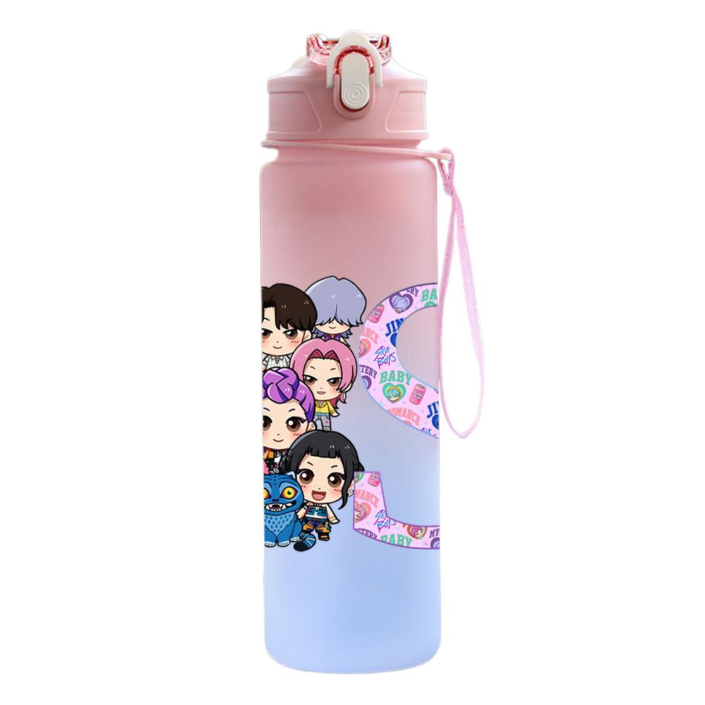 26 English Letter 750Ml Water Bottle K-Pop Demon Hunters Printed Large Capacity Drinking Cup Portable Outdoor Sports Water Cup Children Kid Gift
