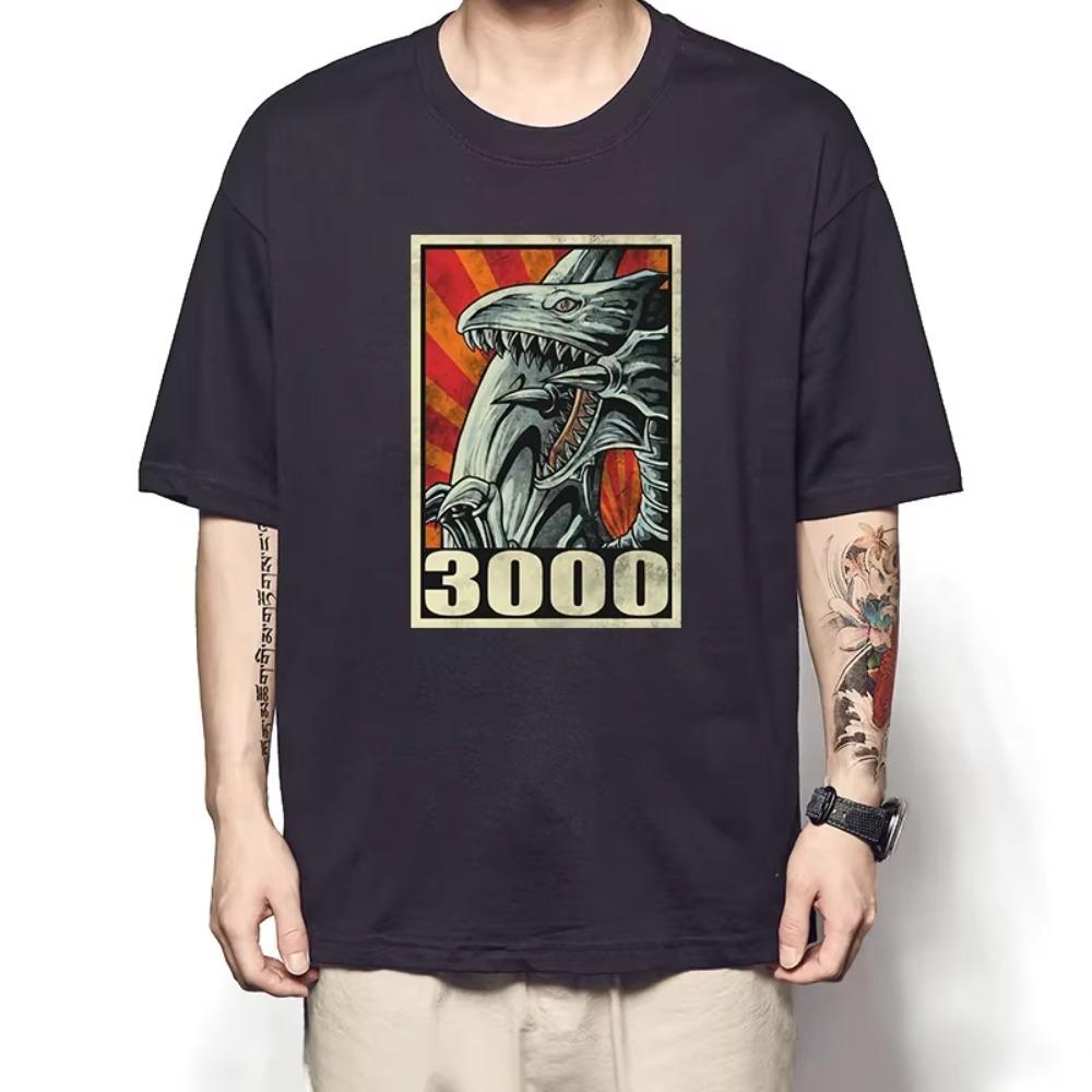 Summer Game King Tee Muto Games Blue Eyes White Dragon Print Men's T-shirt Short Sleeve Dark Mage Clothes Giant Divine Soldiers