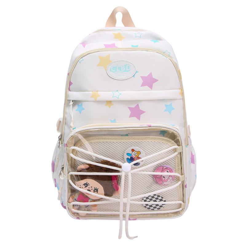 Stars Dot Print Girls Backpack Student Large Capacity Schoolbag