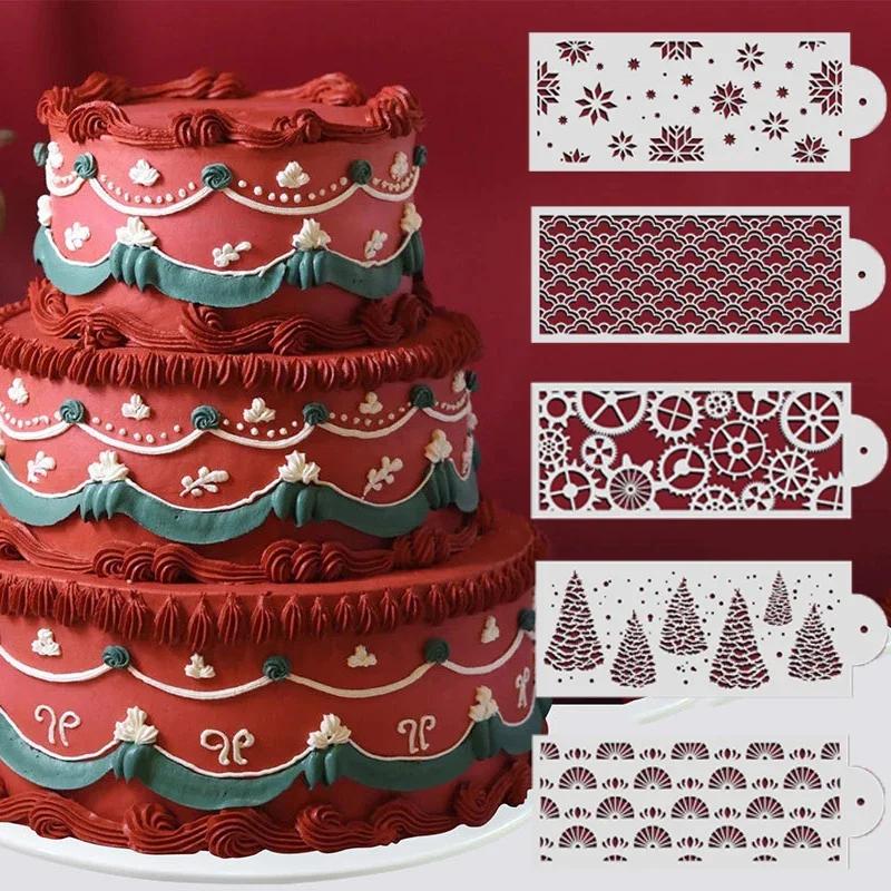 New Fondant Stencils Lace Flower Spike Pattern Style Cake Stamp Embossing Mold Wedding Cake Decoration Edge Template Baking Tool