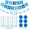 Happy Birthday Banner Sign Decorations - Atiger 28 PCS Blue Birthday Decorations for Men Boys, Party Decorations Supplies for Home Classroom, Decor