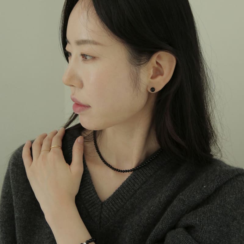 Modernlike Silver 925 Onyx Black Necklace 4mm