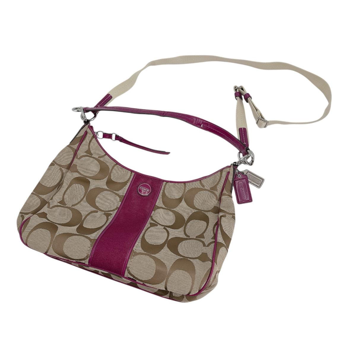 COACH Signature Shoulder Bag canvas Brown Women F21873 Used