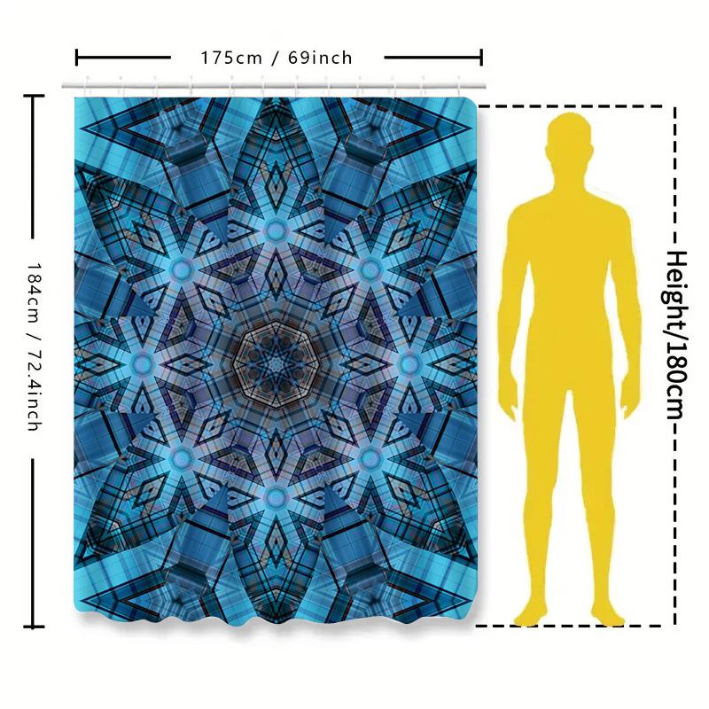 Blue Flower Shower Curtain Waterproof Fabric Home Decor Bathroom Decoration Luxury Crystal Design Print for Modern Bathrooms (Si