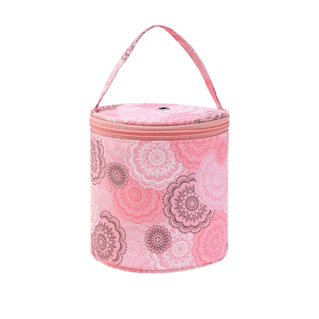 Portable Woven Yarn Storage Bucket Bag for Outdoor Travel & DIY Crochet Tools