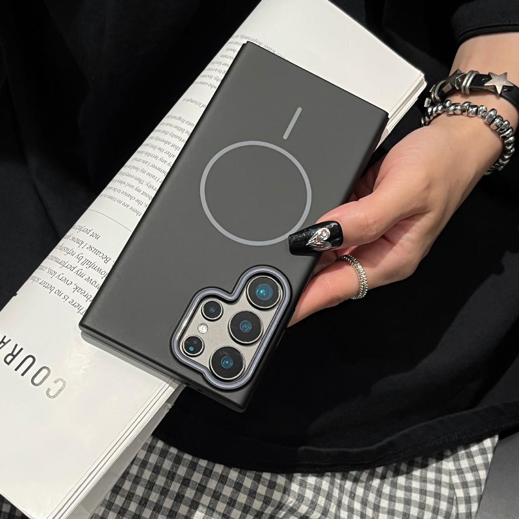 New Model Suitable for Samsung S25ultra Thin Ring Magnetic Suction Phone Case S23U Skin Skin Scrub Anti Fall A56 Protective Case