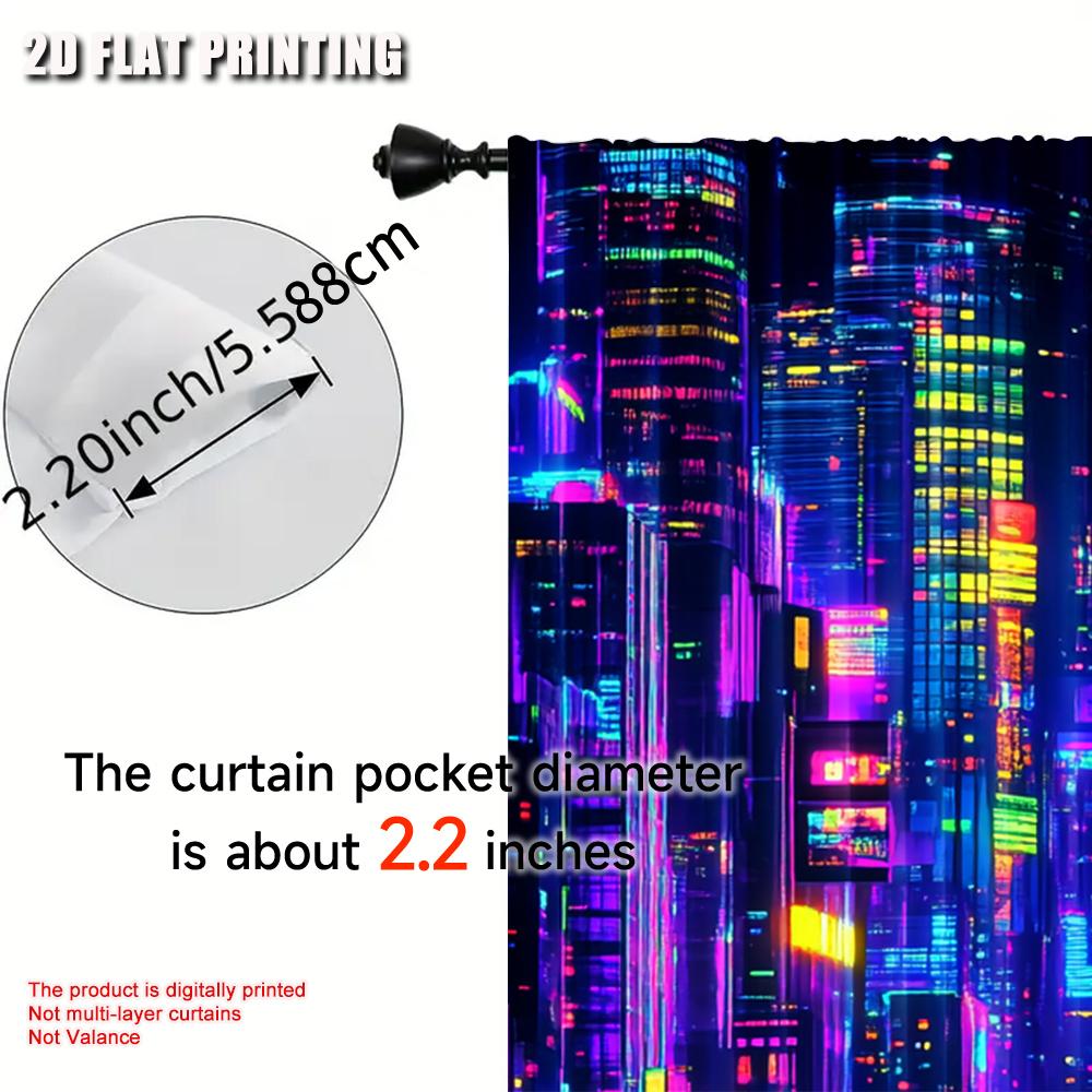 Modern Retro Punk Night City Curtain Futuristic Aesthetic Apply Bedroom Living Room Office Dormitory Curtains Set Of 2 Made Polyester Area Decor