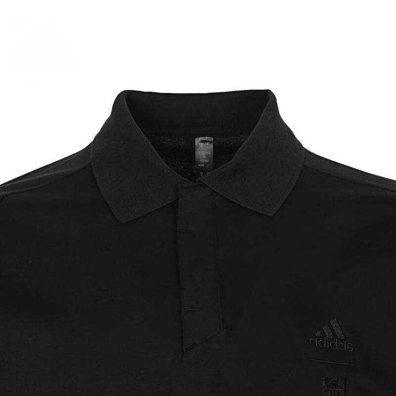 Adidas Solid Color Casual Training Short Sleeve Polo Shirt Men Tops Black JE6665