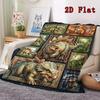 Dinosaur Collection 2D Flat Pattern Flannel Blanket, High quality All Seasons, Home Decor, Warmth and Comfort, Perfect for Christmas Gifts.