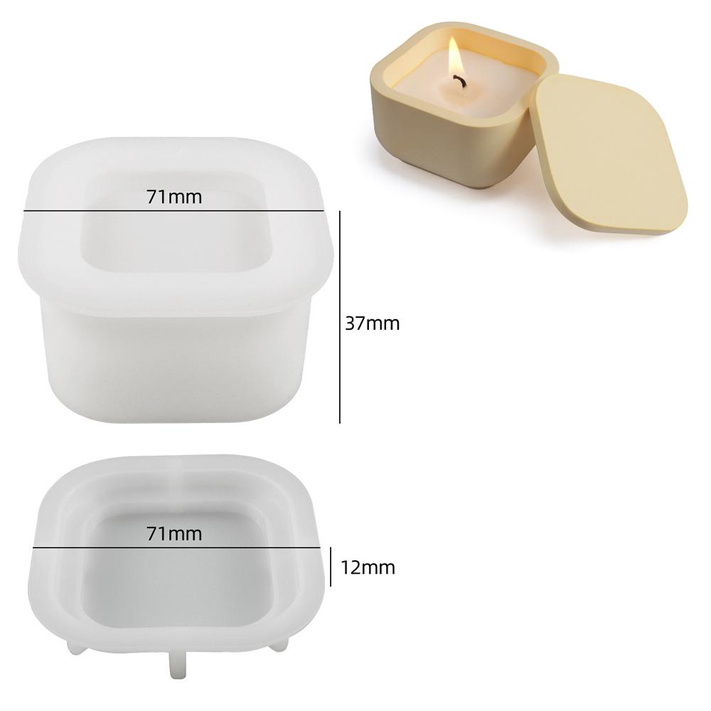 Runde Quadratische Kerzenglas Silikonformen mit Deckel DIY Sukkulenten Blumentopf Aufbewahrungsbox Gips Harz Bastelformen Wohndekor Geschenk