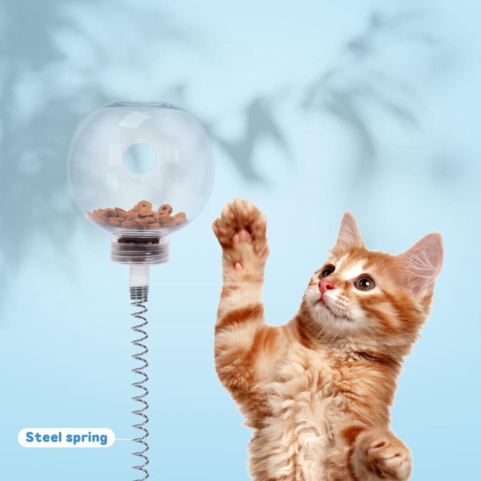 2IN 1 Cat Slow Feeder Treat Ball Toy,Leaky Food Interactive Cat Toy With 2 Moving Balls;Interactive Detachable for Indoor Cats Educational Toy