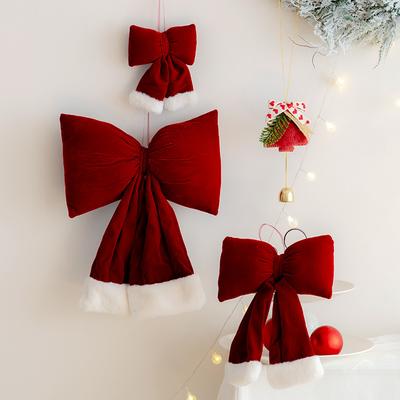 Christmas Decoration Red Flannel Christmas Bow Pendant Christmas Tree Ornament Christmas Tree Pendant Beauty