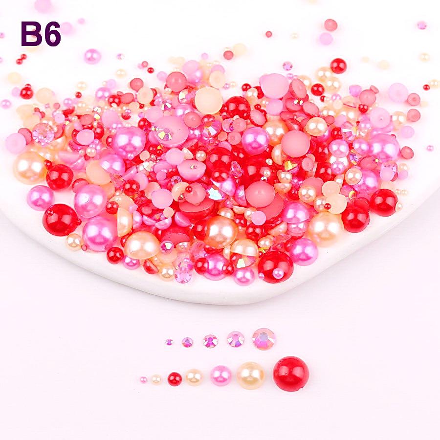 Mixed 2mm-10mm Half-Round AB Plated Resin Pearls - DIY Accessories