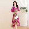 Fashion Floral Ruffle Edge Dress for Women's Summer Small Man Design Style Vacation Beach Fishtail Skirt