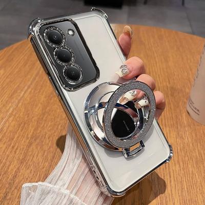 Funda para Teléfono Para Samsung S25 S24 S23 S22 S21 S20 Plus Ultra Edge S10 Espejo Flash Soporte Magnético Silicona Suave Amortiguadora