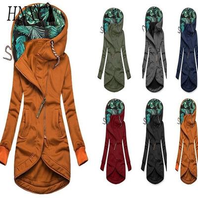Chaquetas y Abrigos de Manga Larga Casuales Vintage de Color Sólido con Estampado para Mujer HNXC Otoño Invierno