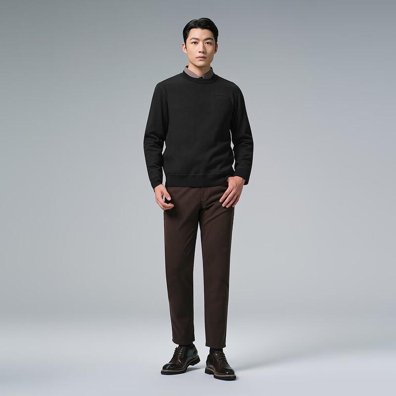 LILANZ Men's Cashmere Blend Fleece-Lined Round Neck Sweater