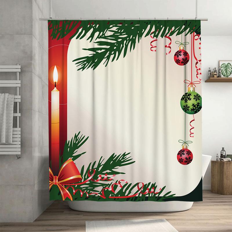 

Tu Christmas Shower Curtain Festive Holiday Decor Waterproof Bathroom Fabric Xmas Pattern Backdrop Holiday Home Decor Modern Sty W60H190(CM)-1 Pcs