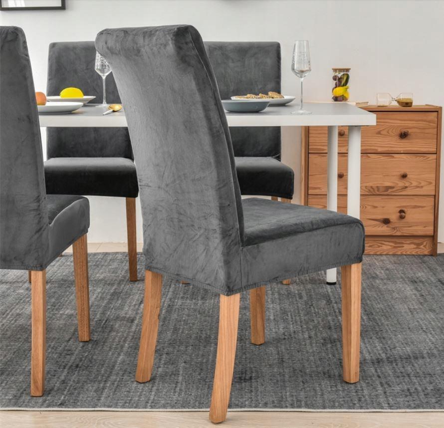 Cover Velvet Chair Grey Velvet Plush Thick
