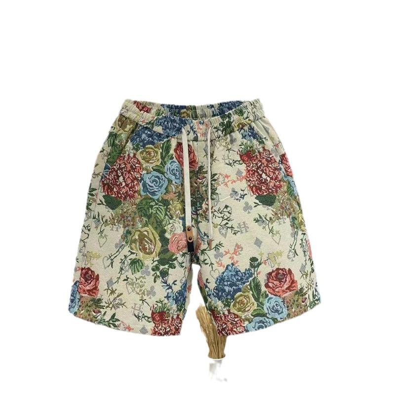 Herren 2024 Trendige Blumige Rosen Freizeitshorts