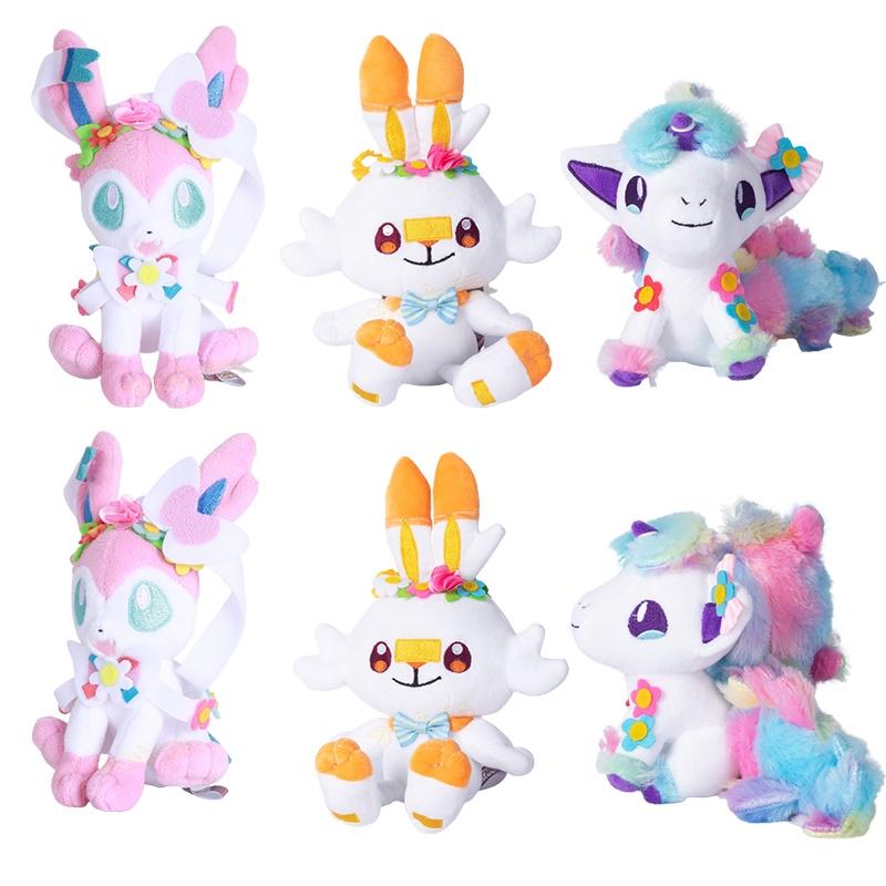 Peluche Pokemon Sylveon Scorbunny Cheval Arc-en-ciel Peluche Douce Pour Fans d'Anime