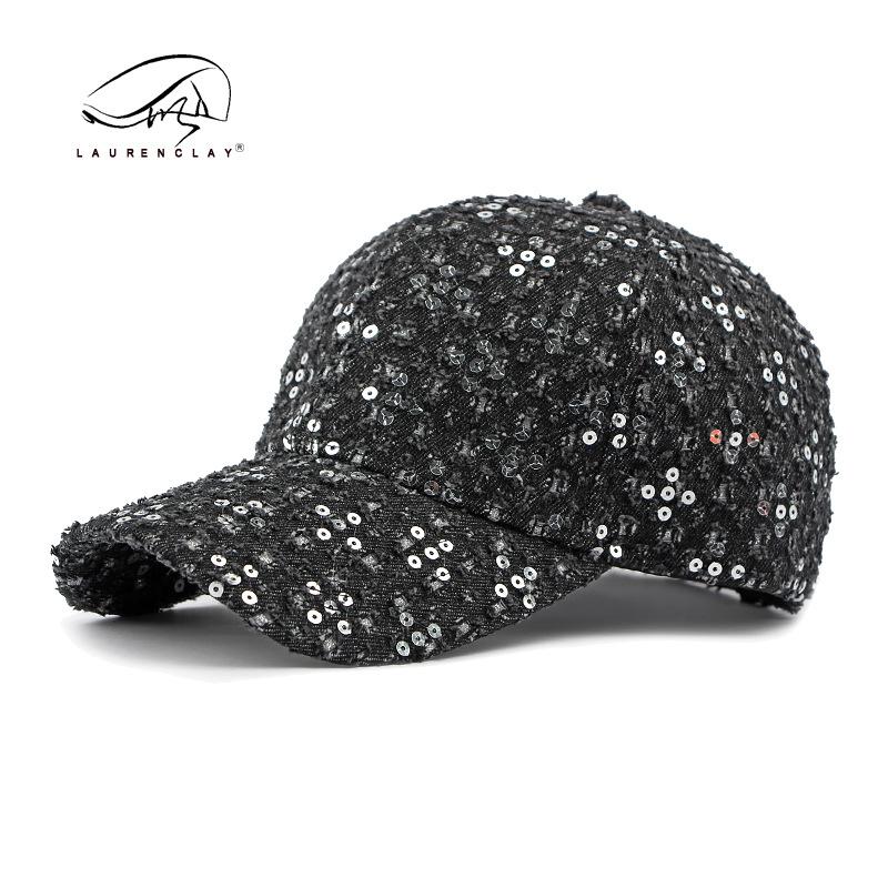 Fashion sequined hat ladies denim ripped cap casual versatile hardtop baseball cap female personality trend