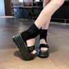 Fashion 8CM Summer Sandals Wedge Heels Sneakers New Women Peep Toe Flip Flop High Platform Casual Booties Breathable Walking Slippers