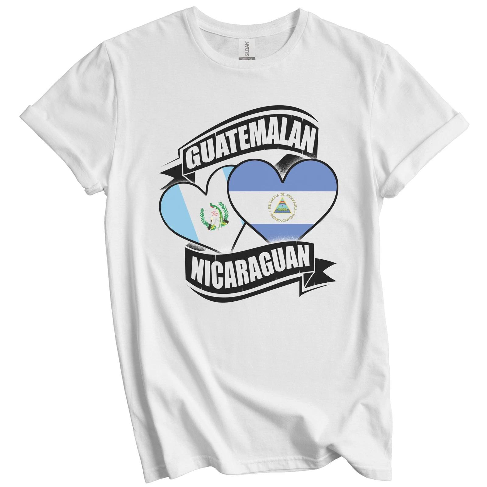 Guatemalan Nicaraguan Hearts Guatemala Nicaragua Flags T-Shirt L