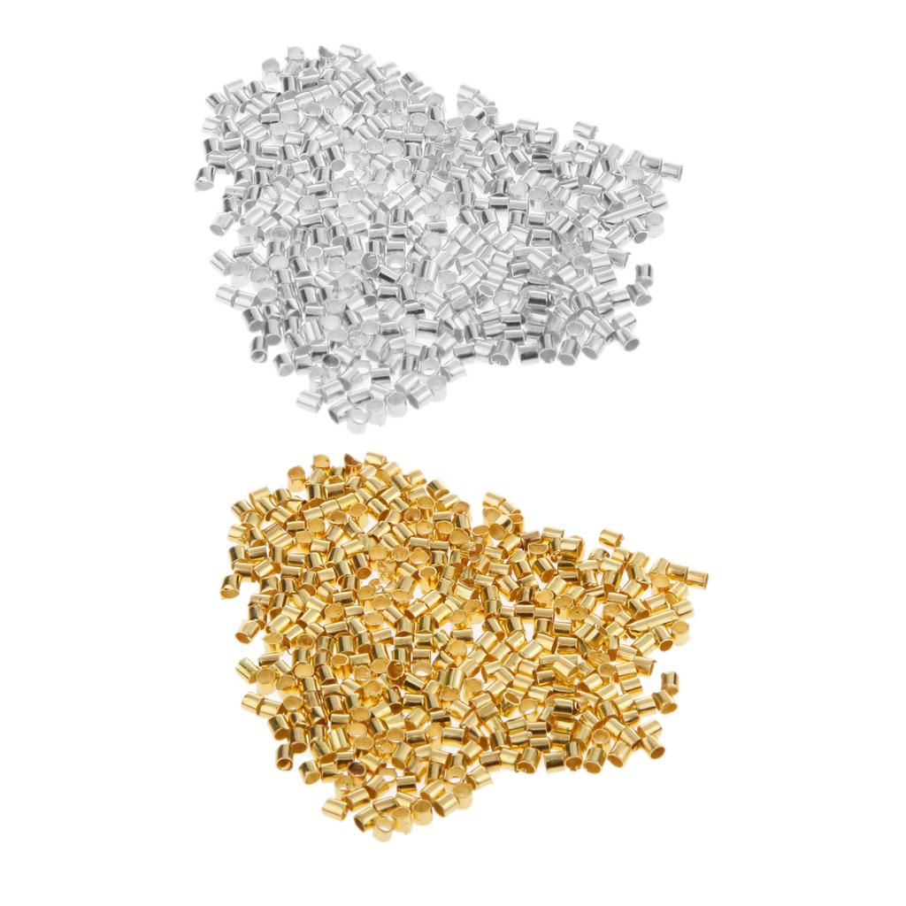 600 buc. margele de capăt ale tubului de sertizare placate cu argint 1.5*1.5MM