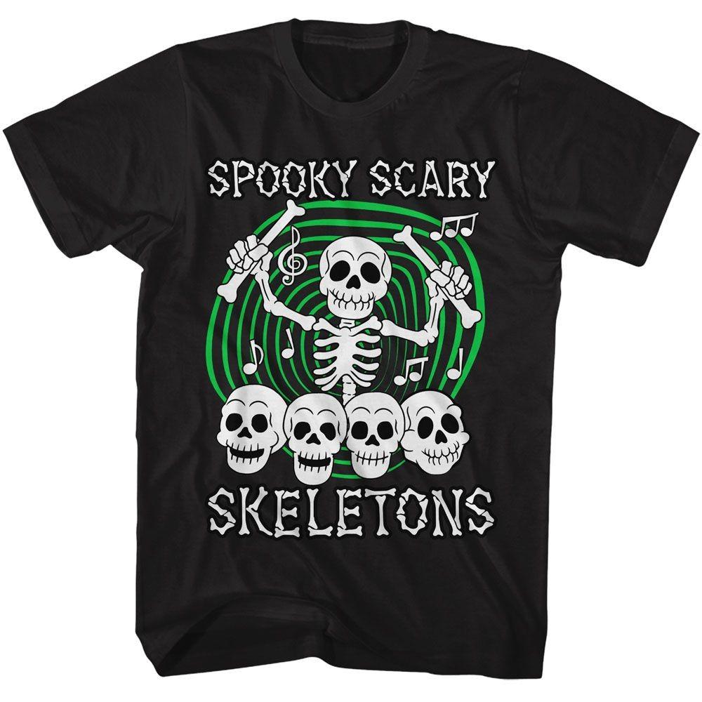 Spooky Scary Skeletons Skull Drummer Music Shirt S разноцветный