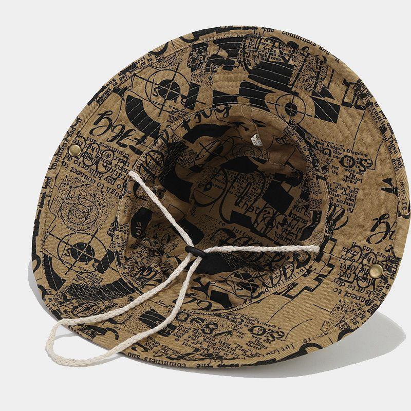 Europejska i Amerykańska Moda Drukowana Kapelusz Bucket z Dużym Rondem Męski i Damski Spłowiały Stary Zachodni Styl Jeansowy Kapelusz Przeciwsłoneczny Podróżny Kapelusz Przeciwsłoneczny