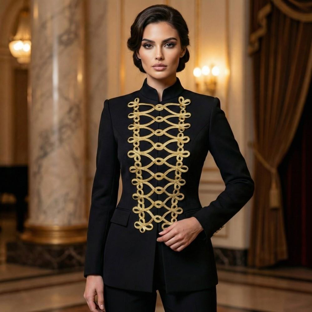 Bottone a Nodo Uniforme Trapezoidale Patch Ricamato Applique Barocco da Cucire Abbigliamento Cosplay