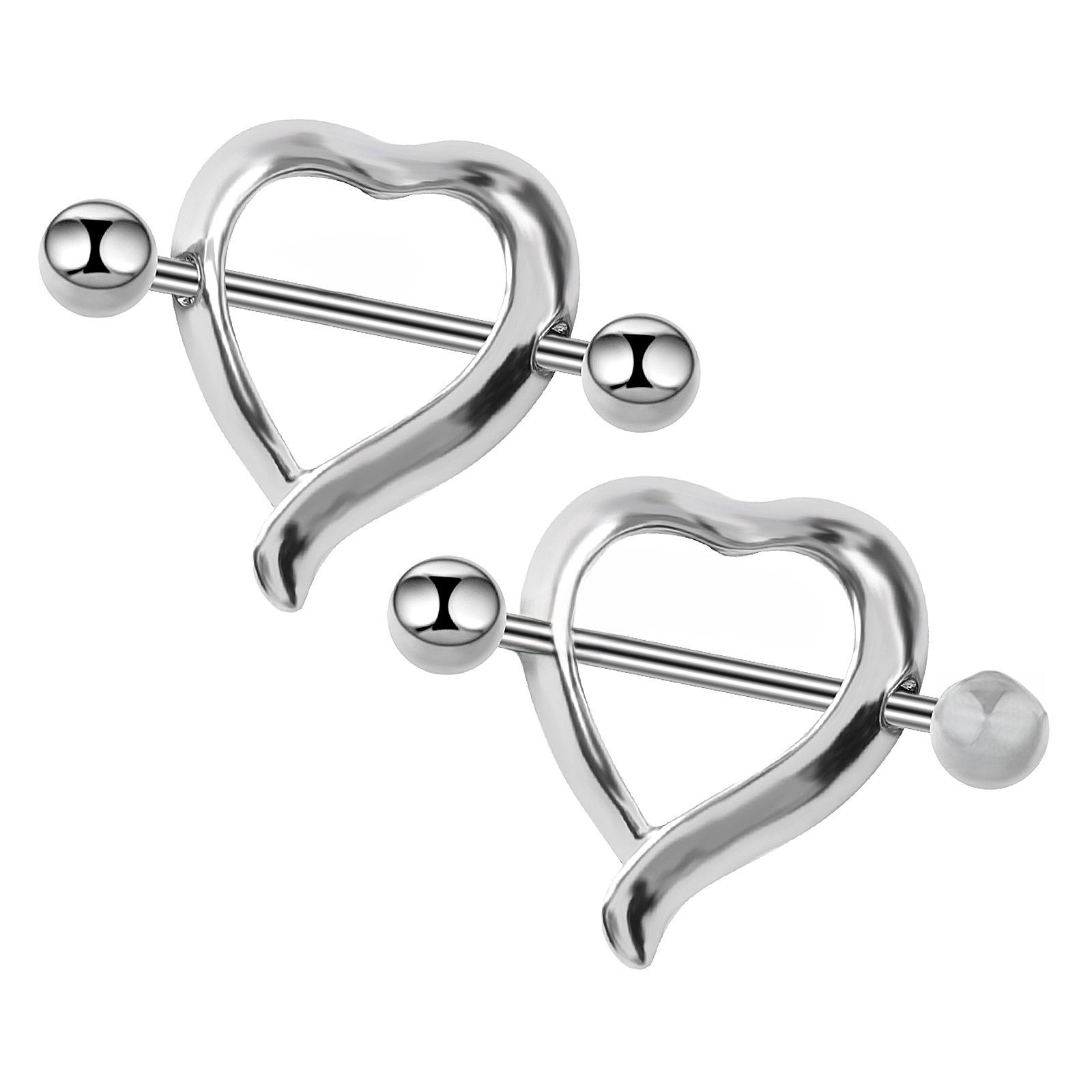 

Love Heart Nipple Studs: Stainless Steel Body Piercing Jewelry