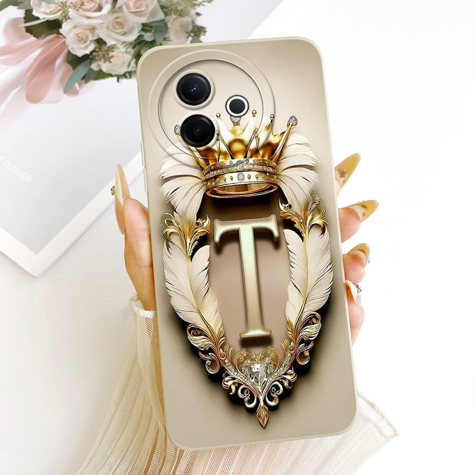 For Vivo Y39 Case Retro Initial Letter Crown Cover Soft Silicone Shockproof Phone Case For VivoY39 Y300i V2443 V2436 V2444A Capa