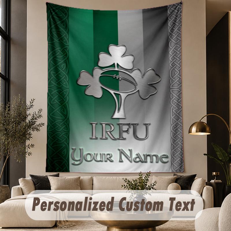 Custom Text Tapestry Ireland Rugby Print Wall Tapestry Indoor Living Room Wall Decor