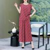 Plus Size Summer Pants Sets for Women  Elegant Loose Vintage Print 2 Piece Outifts