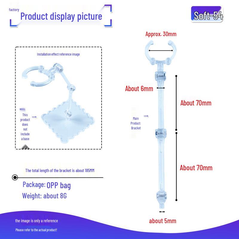 Adjustable Transparent Figure Stand with Bendable Waist Clip - Multiple Sizes