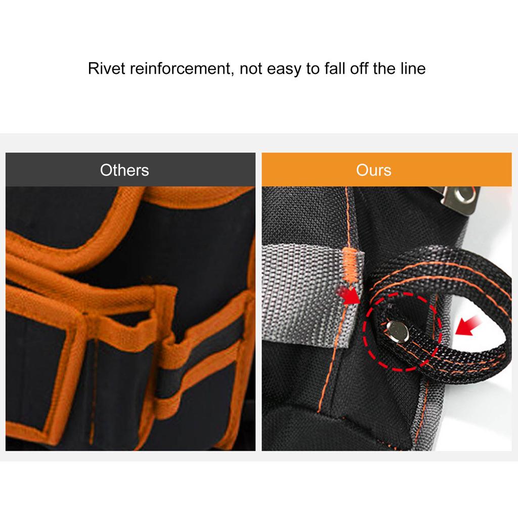 Electrician Tool Pouch Multifunctional Waist Bag Multiple Pockets Technician & Electrician Tool Bag with Adjustable Belt