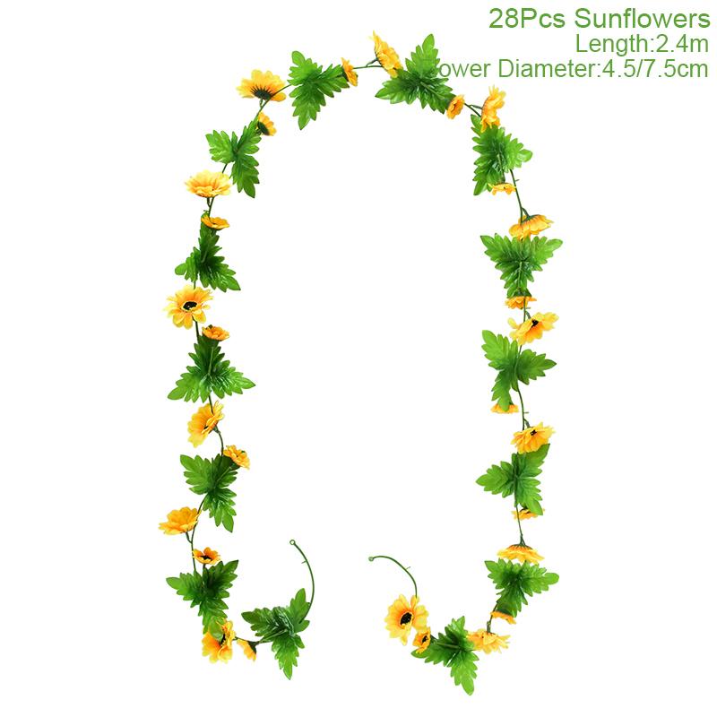Artificial Sunflower Flower Vine Silk Fake Plant Rattan Garland For Wedding Arch Home Garden Decoration DIY Wall Hanging Wreath