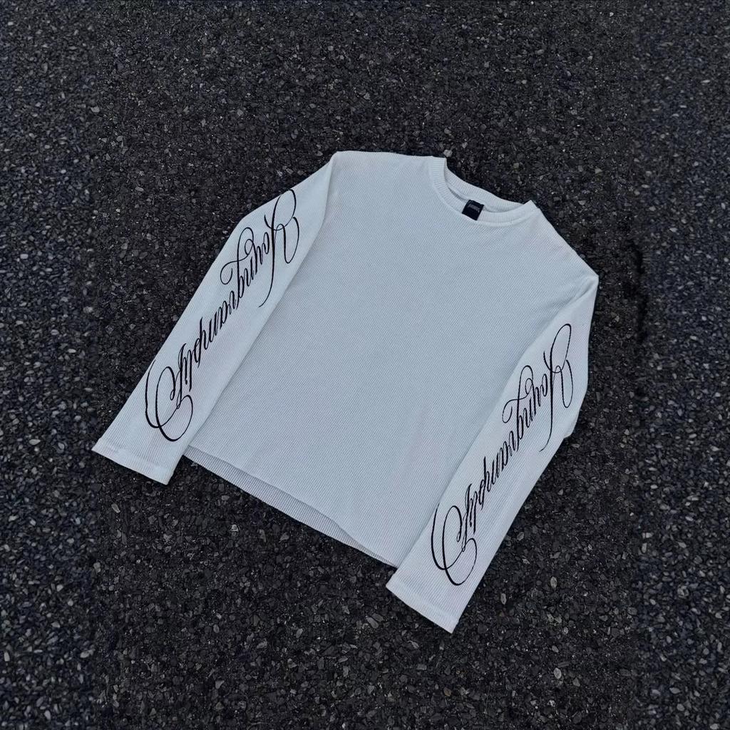 American Cross-Border Floral Print White Casual Long-Sleeve T-Shirt