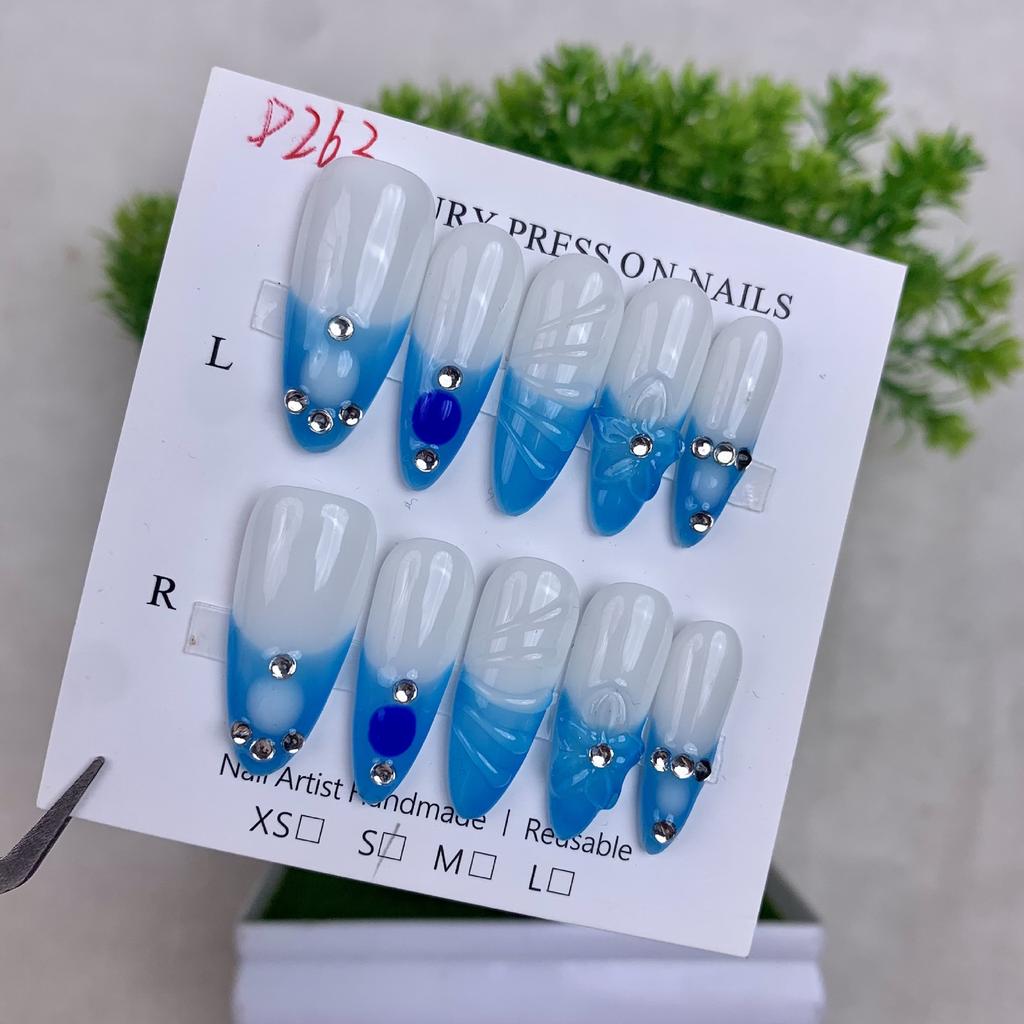 Handmade Armor European and American Wind Ice Through Shell Three-dimensional Carved Cat's Eye Almond Nail Removable Manicure