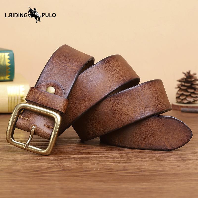 Retro Motetrend Belte Herre Ekte Skinn Spennespenne Ren Kuskinn Enkelt Allsidig Belte