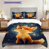 Fox Pattern Bedding Quilt Set Quilt Cover Pillowcase Home Decoration Birthday Gift (1 * duvet cover + 2 * pillowcase, without core)