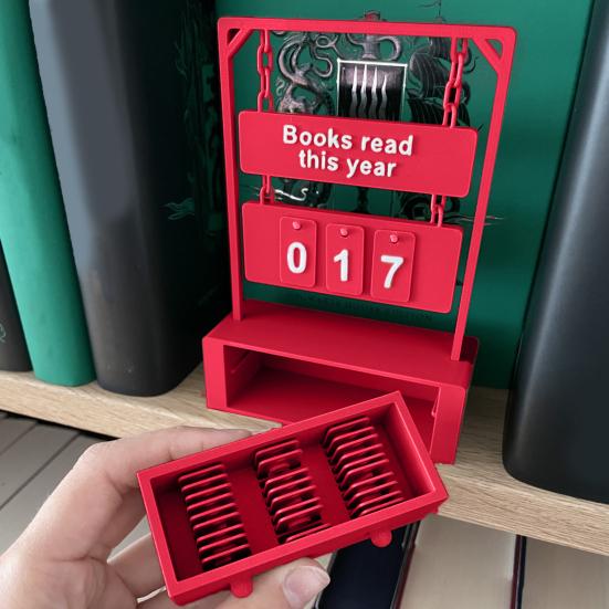 3D Printed Hanging Book Counter Book Read This Year Tracker Reading Target Display Number Sign Shelf Desk Decoration Book Lovers Gift