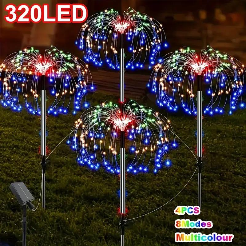 Solar Firework Dandelion Lights: Multi-Color, Eight Modes, Remote Controlled for Courtyard Landscapes