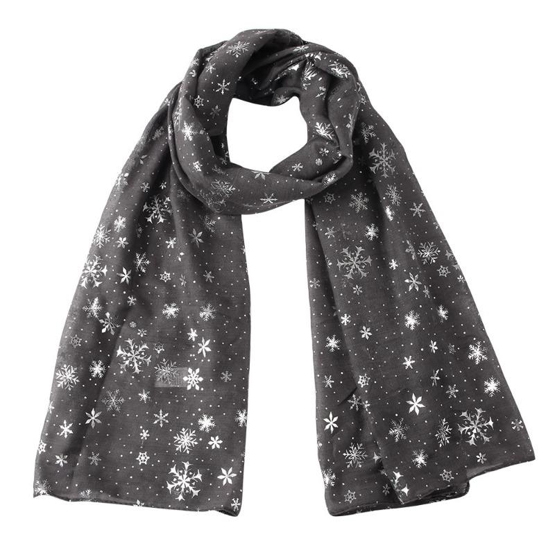 Autumn and Winter Scarf Women's New Christmas Gift Snowflake Hot Silver Polka Dot Silk Scarf Cotton Shawl Christmas Scarf