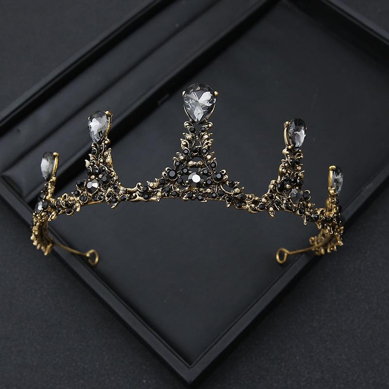 Black Retro Simple Elegant Crown Bridal Tiara for Women Princess Adult Birthday Crown Children's Hair Accessories