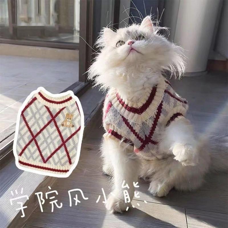 

Bear diamond sweater original college autumn winter warm pet cat clothes dog cuter than bear XL chest 50 back 40 about 10-6.5 kg