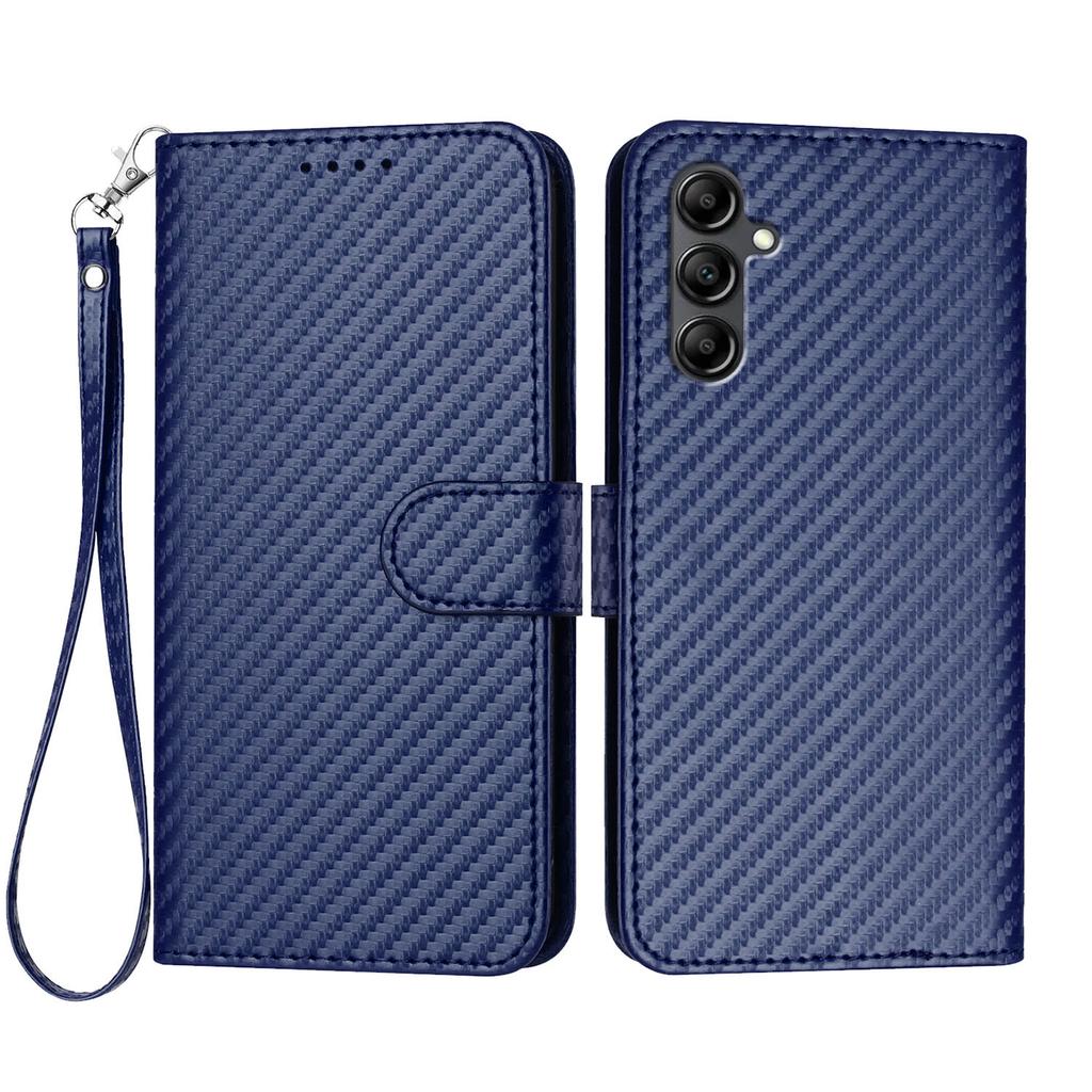 For Samsung Galaxy A17 5G/A17 4G/A26 5G/A16 5G/A16 4G Wallet Case with Strap Carbon Fiber Texture Leather Mobile Cover