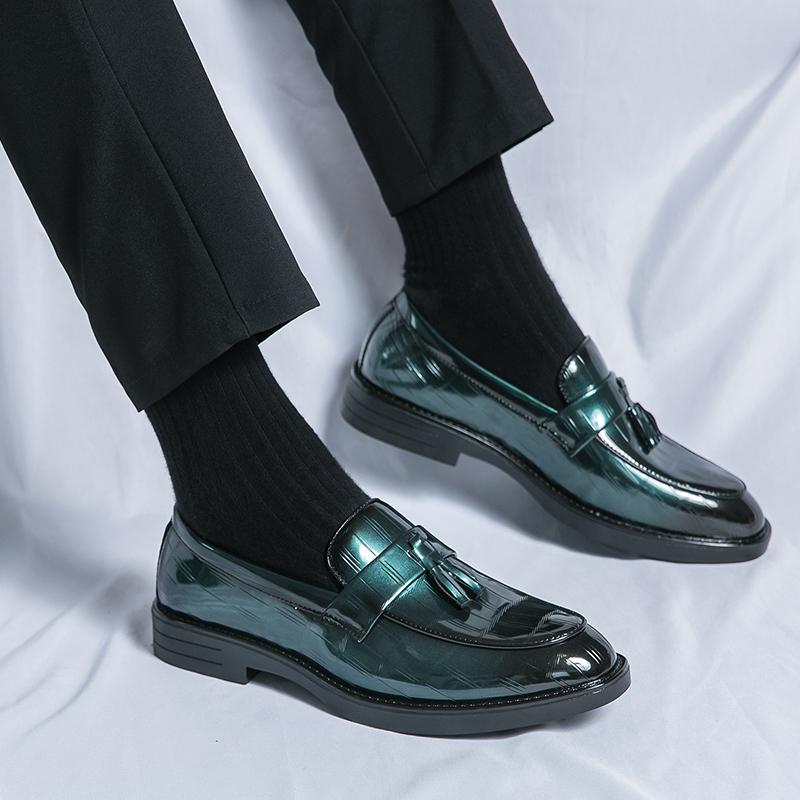 Classic Brand Men's Loafers Trend Green Men's Banquet Dress Shoes Business Shoes Men's Genuine Leather Casual Shoes Non Slip
